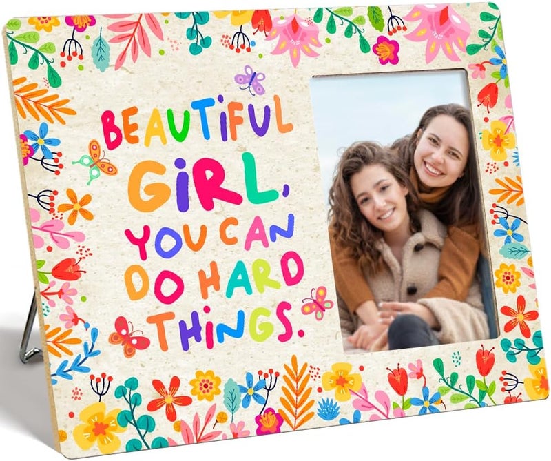 OTINGQD Beautiful Girl You Can Do Hard Things Picture Frame,Inspirational Gift for Girl Sister Friends,Birthday Chirstmas Gifts for Girls - Image 1